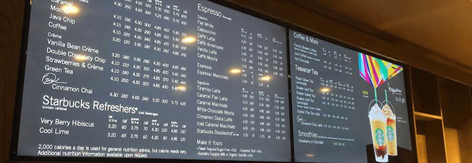 2018 04 25 Starbucks menu