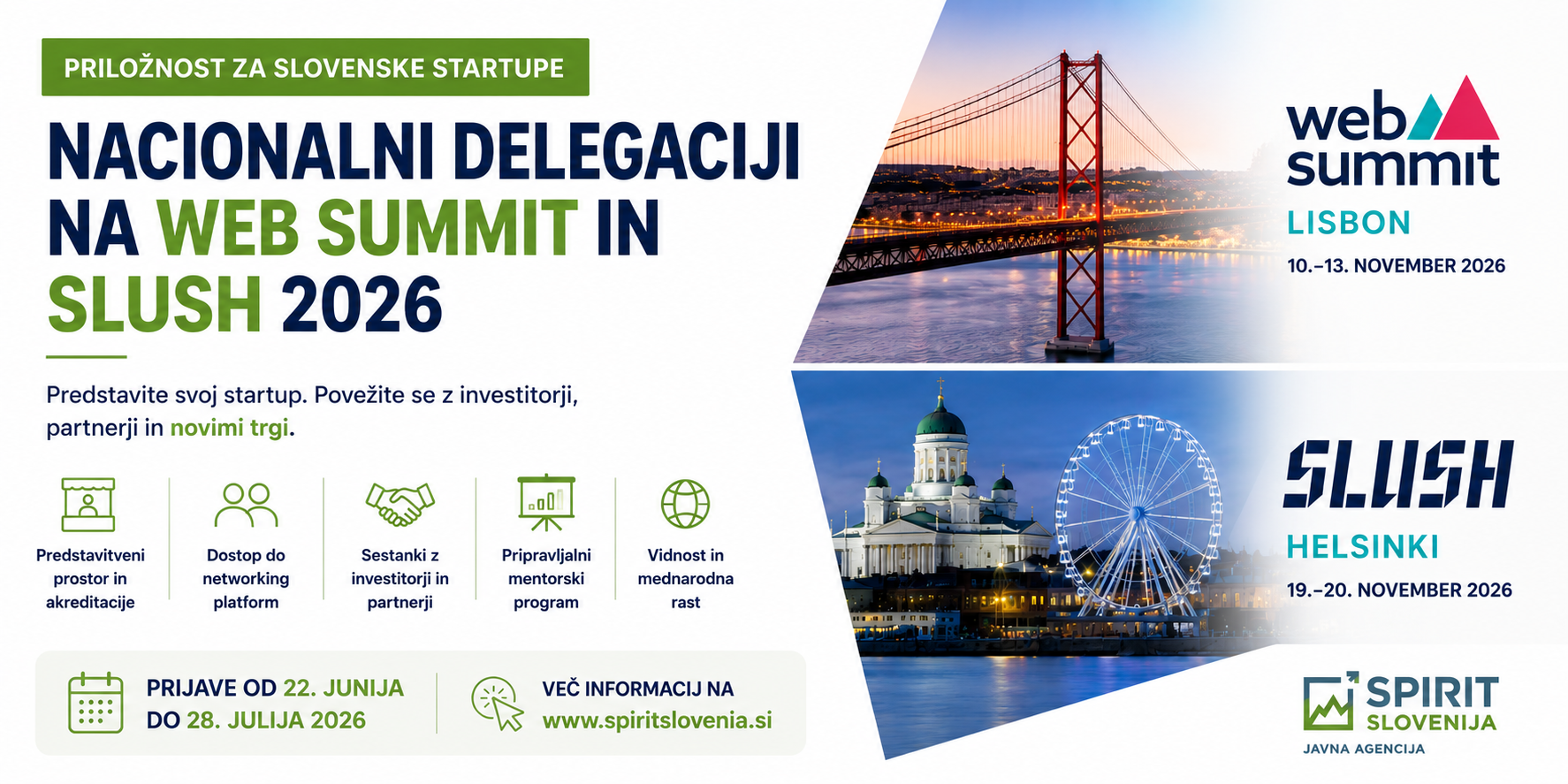 SPIRIT Slovenija vabi startupe na največja evropska tehnološka dogodka