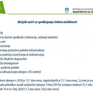 Akcijski nacrt za spodbujanje e-mobilnosti, MZI